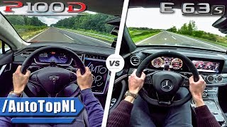 Tesla Model S P100d vs AMG E63 S  ACCELERATION TOP SPEED amp AUTOBAHN POV by AutoTopNL [upl. by Gerhard]