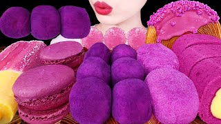 ASMR MUKBANG｜PURPLE DESSERT  ICE CREAM RICE CAKE BREAD MACARON PURPLE SNACK 보라색 디저트 먹방｜EATING｜ [upl. by Uhayile]