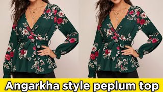 DIY Angarkha style peplum top cutting and stitching  peplum top cutting and stitching [upl. by Adihsar]