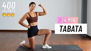 24 MIN TABATA HIIT Workout  Max Fat Burn Full Body No Equipment [upl. by Casady]