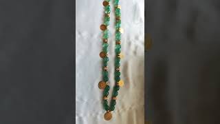 Emerald green colour with gold combination superrrrrjewellery beads necklace [upl. by Mayworm]