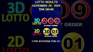 Lotto Result November 29 2024 5pm Draw shorts [upl. by Acinelav]