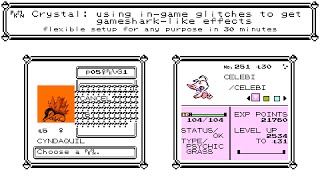 Pokémon Crystal Using arbitrary code execution glitches to quickly set up a powerful cheat engine [upl. by Haidebez259]