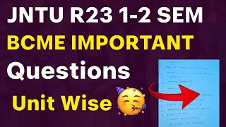 jntu r23 11 sem bcme important questions unit wise  basic civil and mechanics important questions [upl. by Renraw]