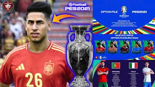 PES 2021 al 2024 EURO 2024 COMPLETA OPTION FILE PS4 PS5 PC EDITEMOSPES [upl. by Inava]