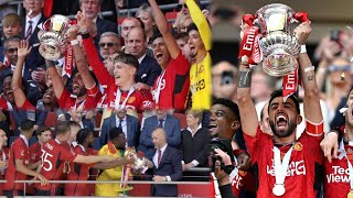 Man United FA cup trophy lifting parade at Wembley full celebrations [upl. by Odlanra]