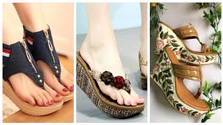 Gorgeous Collection Of Women Summer Wedge heels Flip Flop And Sandals Designs [upl. by Anelhtak]