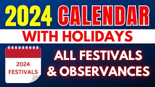 2024 Calendar With Holidays Festivals Events Observances  List of All USA Holidays in 2024 [upl. by Cloutman635]