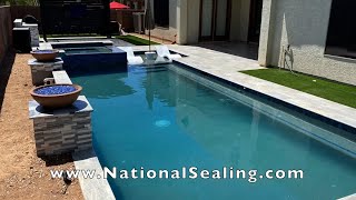 Sealing Travertine Marble Decks Gilbert AZ  Non Slip Application [upl. by Jerrol]