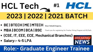 HCL OffCampus Direct Hiring  2023  20222021 BATCH  Graduate Engineer Trainee  PART1 New Jobs [upl. by Enovad294]