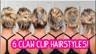 6 EASY CLAW CLIP HAIRSTYLES FOR FINE HAIR amp THICK HAIR  Short Medium and Long Hairstyles [upl. by Euqinna]