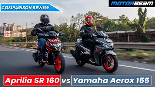 Yamaha Aerox 155 vs Aprilia SR 160  The Best Performance Scooter 🛵💨  MotorBeam [upl. by Mccoy]