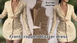 Cropped blazer dress tutorial pattern drafting [upl. by Bywaters]