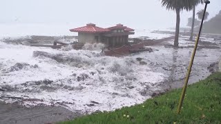 Massive waves high tides and coastal flooding forces evacuations along California coast [upl. by Scheider]