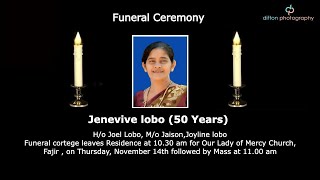 Funeral Ceremony Of Jenevive Lobo 50 Years Our Lady of Mercy Church Fajir [upl. by Mukerji]