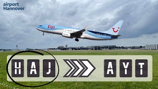 TUIfly takeoff from Hannover airport HAJ  Boeing 737800 [upl. by Neelahs18]