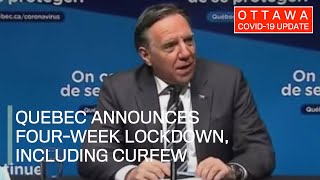 Ottawa COVID19 Update Quebec announces fourweek lockdown including curfew [upl. by Hola675]