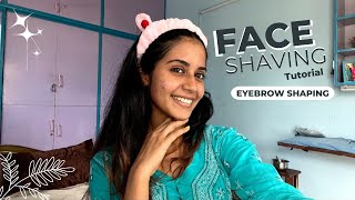 Face shaving and Eyebrows shaping tutorial at home❤️ Rs 70 Only  Hair removal  Clean skin ✨ [upl. by Calendre]