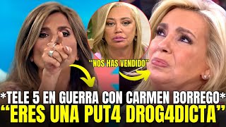 🚨¡DURAS IMÁGENES TELE5 HUMILLA Y EMPUJA A CARMEN BORREGO EN SU PEOR MOMENTO NUEVAMENTE AL ALCOHOL [upl. by Nowtna]