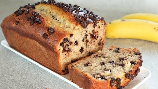 Easy Chocolate Chip Banana Bread Recipe  Moist amp Delicious [upl. by Dnomyad]