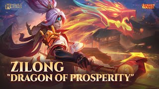 New Skin  Zilong quotDragon of Prosperityquot  Mobile Legends Bang Bang [upl. by Marysa]