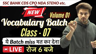 Vocab Batch Class 07 with Vocab Test  2024 में मेहनत Double🔥Jaideep sir [upl. by Cos]