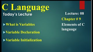 Computer 2nd Year Lecture 8 Variables Declaration Initialization [upl. by Aras74]