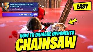 Mythic Chainsaw Gameplay amp How to Damage opponents with a Chainsaw  Fortnite Quest [upl. by Arebma]