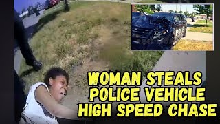 Wild Chase Woman Steals Police Car Crashes After HighSpeed Joyride True Crime [upl. by Odnavres168]