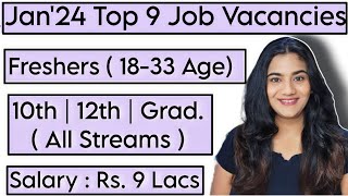 Jan 2024 Top 9 Job Vacancies for all Freshers  10th Pass 12th Pass amp Graduates [upl. by Neevan144]