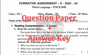 Class 9th FA2 💯ENGLISH Previous Year Full Question Paper with Answers  9th 💯FA2 Question Paper [upl. by Gilliam]