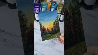 Easy way to paint a sunset scenery  acrylic painting ideas [upl. by Glantz280]