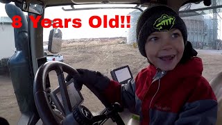 Little Farm Kid Drives Big John Deere Tractor [upl. by Eintruoc]