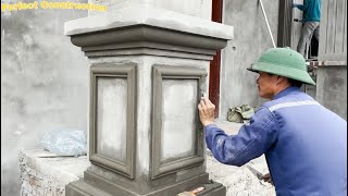 Construction and Design Tips for Beautiful Villa Column Architecture  Build Porch Column Base [upl. by Darda]