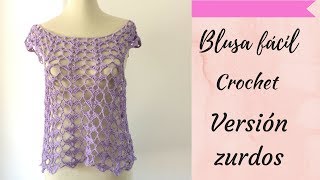 Remeras tejidas a crochet fácil para ZURDOS paso a paso Tejidocirculos [upl. by Salomone]