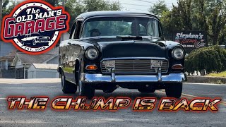 1st TIME IN 30 YEARS BIG BLOCK 4 SPEED TUNNEL RAM 55 CHEVY HITS THE STREETS Chumpy vs Bucko [upl. by Silera]