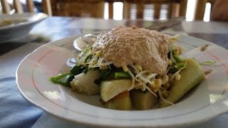 Gado gado  Indonesian recipe filmed in a village  Mung sprouts w peanut sauce [upl. by Nailij]