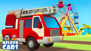 Helper Cars repair a ferris wheel  A fire truck amp a crane for kids  Car cartoons for kids [upl. by Karleen]