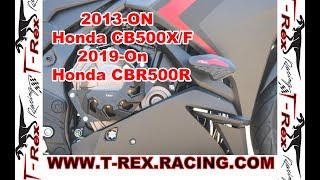 TRex Racing 2013On Honda CB500XF 2019On Honda CBR500R Frame Sliders [upl. by Lipson]