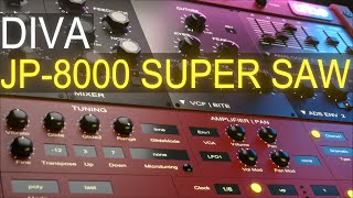 JP8000 Supersaw in uhe Diva Sound Design Tutorial [upl. by Nilreb]