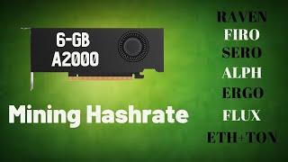 RTX A2000 Mining Hashrate  EthRavenFiroSeroAlpErgoFluxEthTon [upl. by Nilerual109]