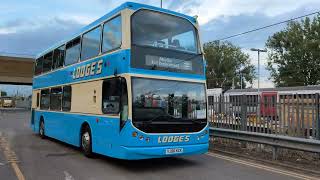 Lodges DAF DB250 departing Broxbourne Station with the expediency only a DAF decker can muster [upl. by Nyrehtac]