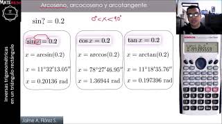 13 Arcoseno arcocoseno y arcotangente en un triángulo rectángulo Inversas trigonométricas [upl. by Ahtiekal]