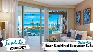 Dutch Beachfront Swimup Club Level Honeymoon Suite  Sandals South Coast Jamaica  Tour amp Review [upl. by Denni824]