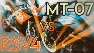 RSV4 VS MT07  cinematic 4k [upl. by Ykroc853]