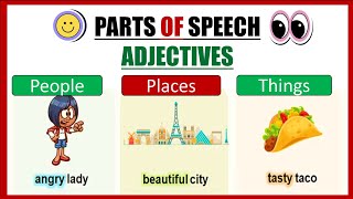 Adjectives  Types  Functions  Attributive  Predicative  Nominal  parts of speech [upl. by Inram380]