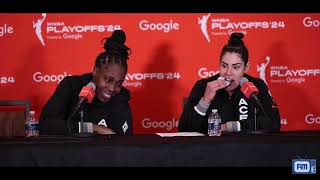 Chelsea GrayKelsey PlumBecky Hammon postgame  Las Vegas Aces beat New York Liberty 9581 Game 3 [upl. by Malti]