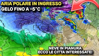 ▶ METEO GELO POLARE IN INGRASSO CON CARICO NEVE ANCHE IN PIANURA ECCO LE CITTÀ INTERESSATE [upl. by Smalley]