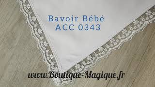 ACC0343  Bavoir bébé col triangle avec dentelle [upl. by Tnilk]