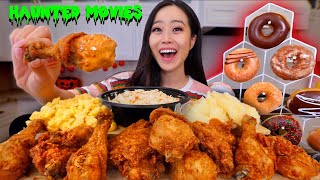 FLOATING DONUTS  CRISPY FRIED CHICKEN amp KRISPY KREME MUKBANG [upl. by Dao]